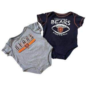 Chicago Bears Boys Bodysuits 6-9 Months Snap - 2 Pairs NFL Team Apparel Rompers